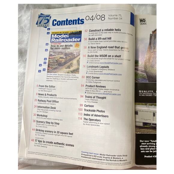 Lot 4 Model Railroader January to April 2008 Magazine Train Collect Layout Scale - Picture 10 of 11